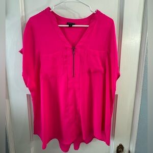 Torrid Hot Pink Blouse with Zipper Accent